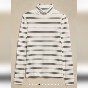 Banana Republic Timeless Turtleneck Top, Light Grounded Stripe, S